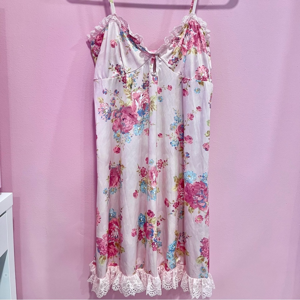 Sugar thrillz pink floral slip dress